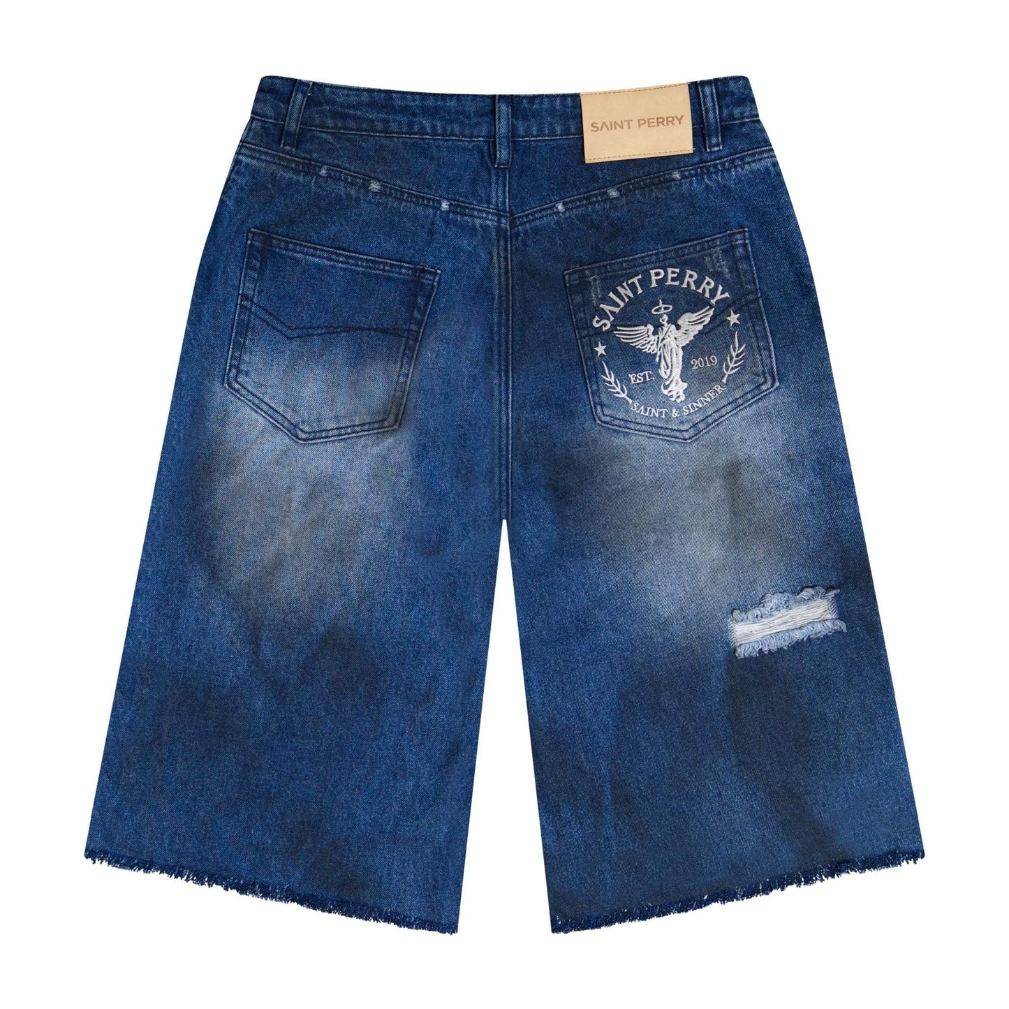 Distressed effect short denim