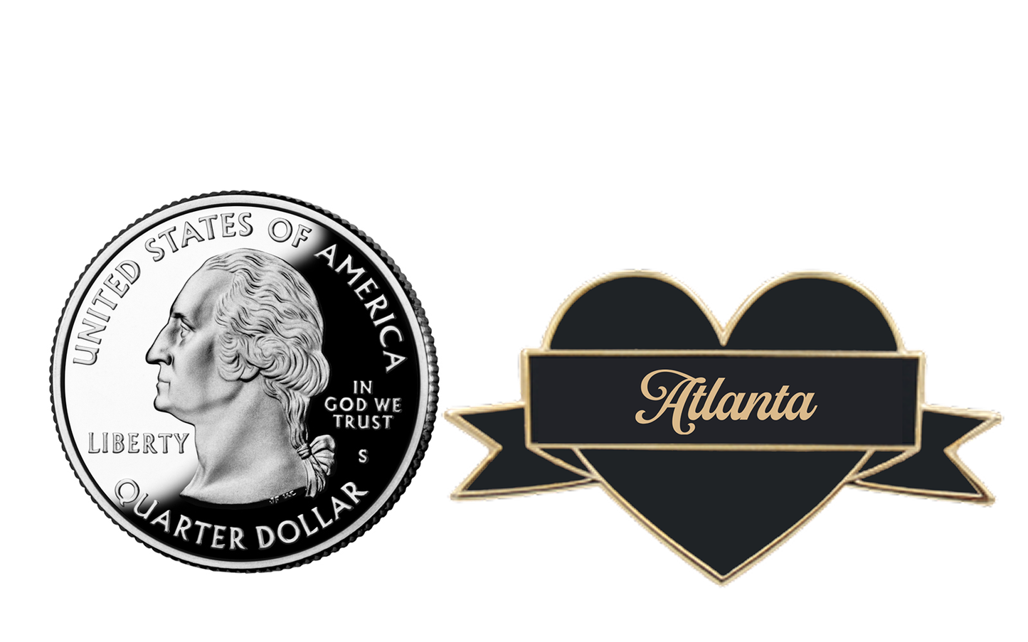 I Heart Atlanta Enamel Pin – Black & Gold City Pin