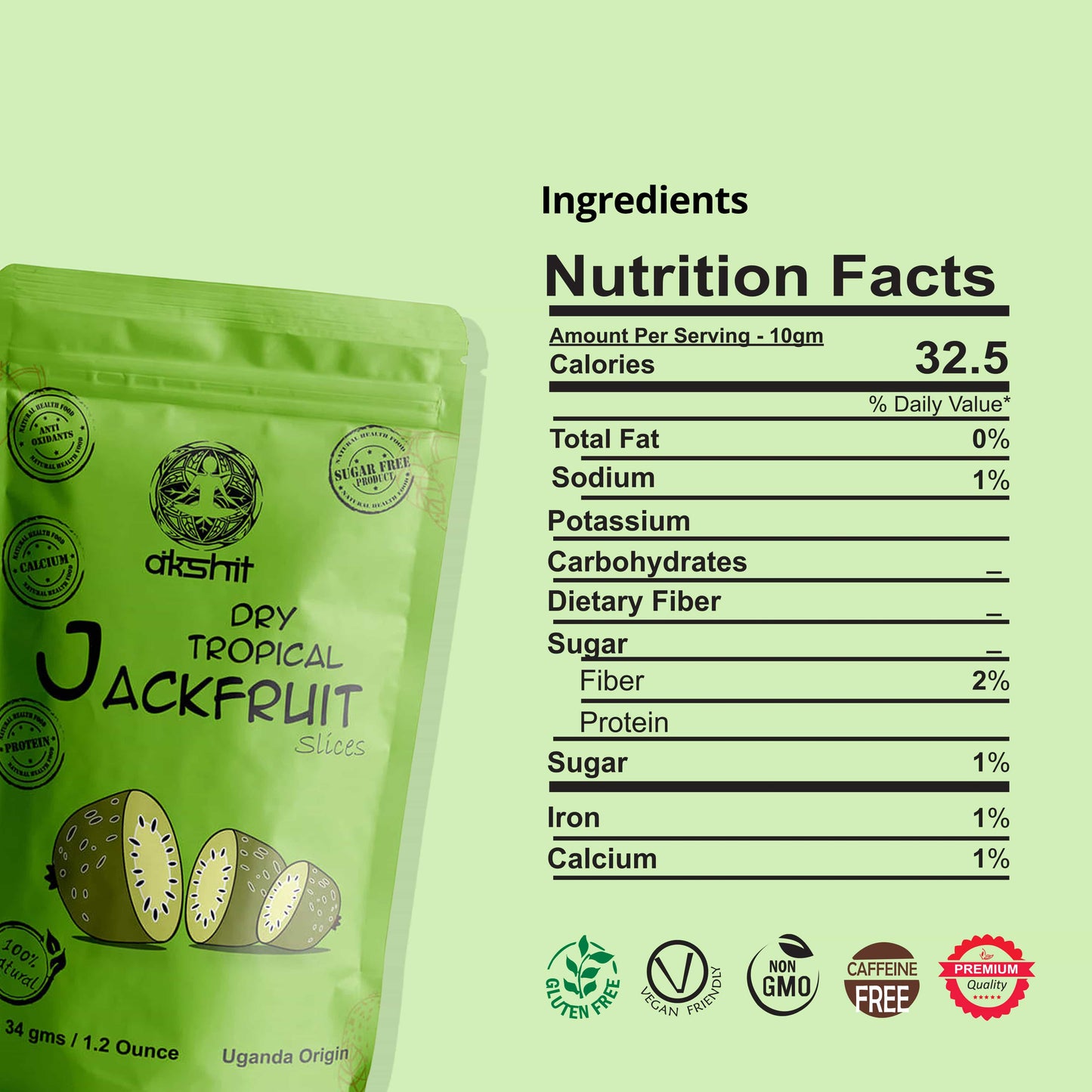 Dried Jackfruit snack | Dry Jackfruit Chips | No Sugar Added| Gluten Free NON-GMO | 4.8 Oz (4 count)