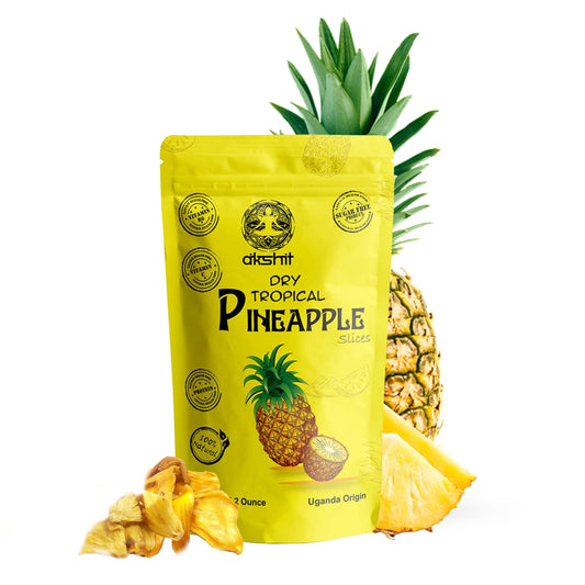 Akshit Premium Dried Pineapple Chunks | 100% Natural, No Sugar, Gluten-Free, Non-GMO 1.2 oz (12 count ) I piña bocadillo I Tranches d'ananas secs