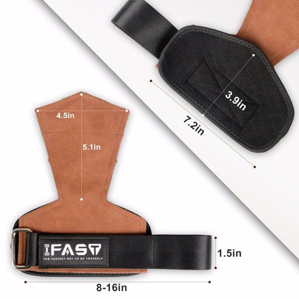 Wrist Straps - Weightlifting Hooks, Non-slip Cowhide Padded Workout Gloves for Men and Women Deadlift, Pull Up, Rows, Home Gym Power Training (Brown)