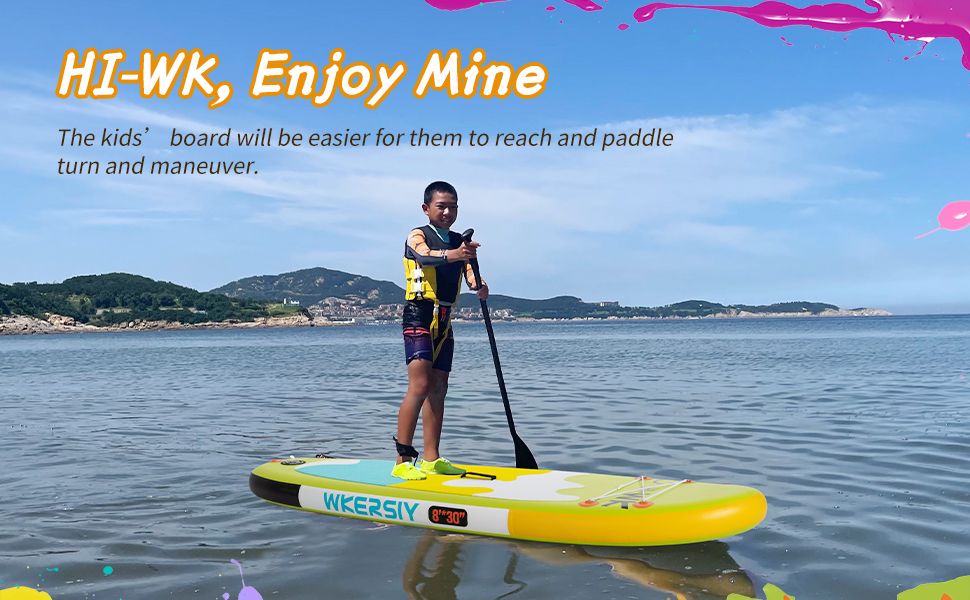 inflatable paddle board 8' Kids Sup including sup paddle, paddleboard backpack, pump, leash
