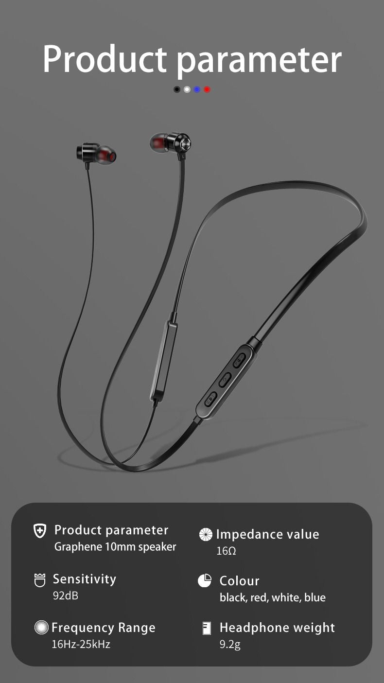 Neck-mounted Wireless earbuds Sports Headphones Neck Bluetooth 5.3 In-Ear Metal Earphones