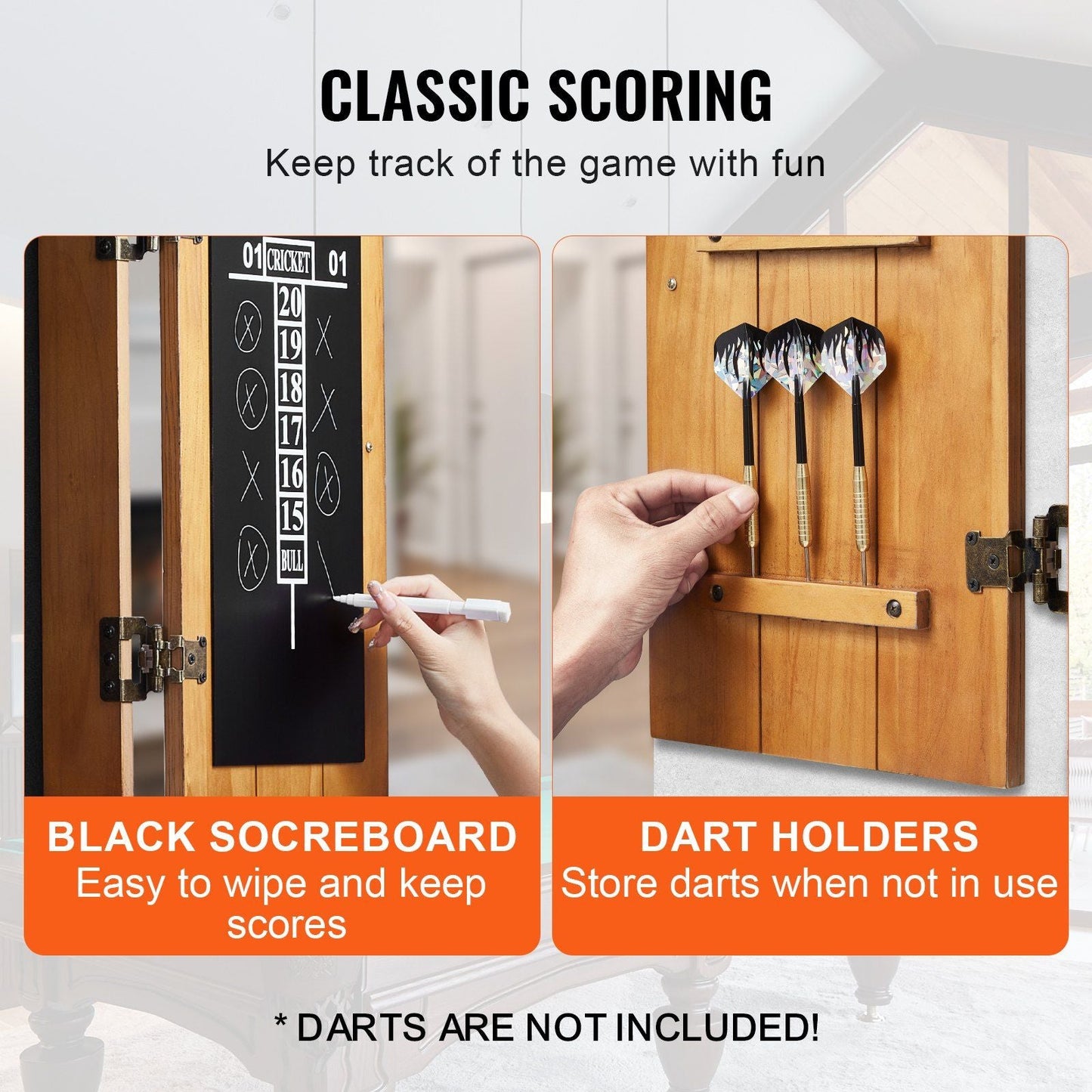 Solid Wood Dartboard Cabinet Official Size (Dart board Not Included)
