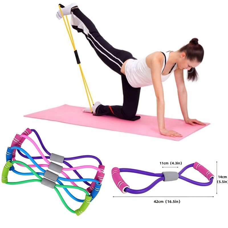 Foam Handle 8 Shape Elastic Band; Tension resistance Band for Abdomen Waist Arm Leg Stretching; Fitness Training