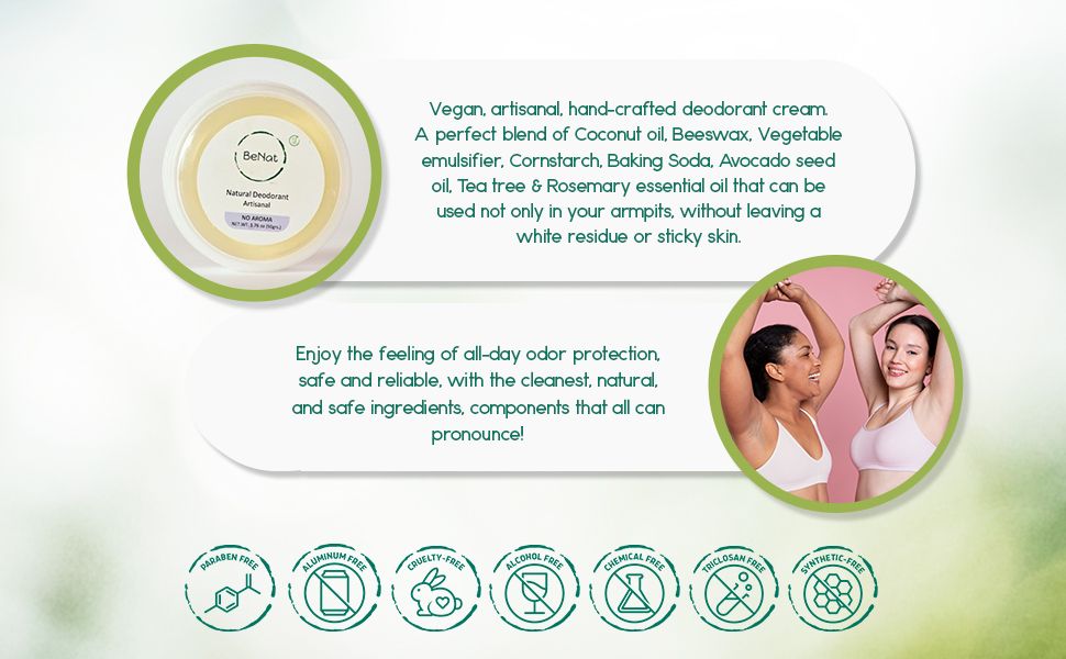Natural Vegan Deodorant Cream - All-Day Freshness & Odor Protection