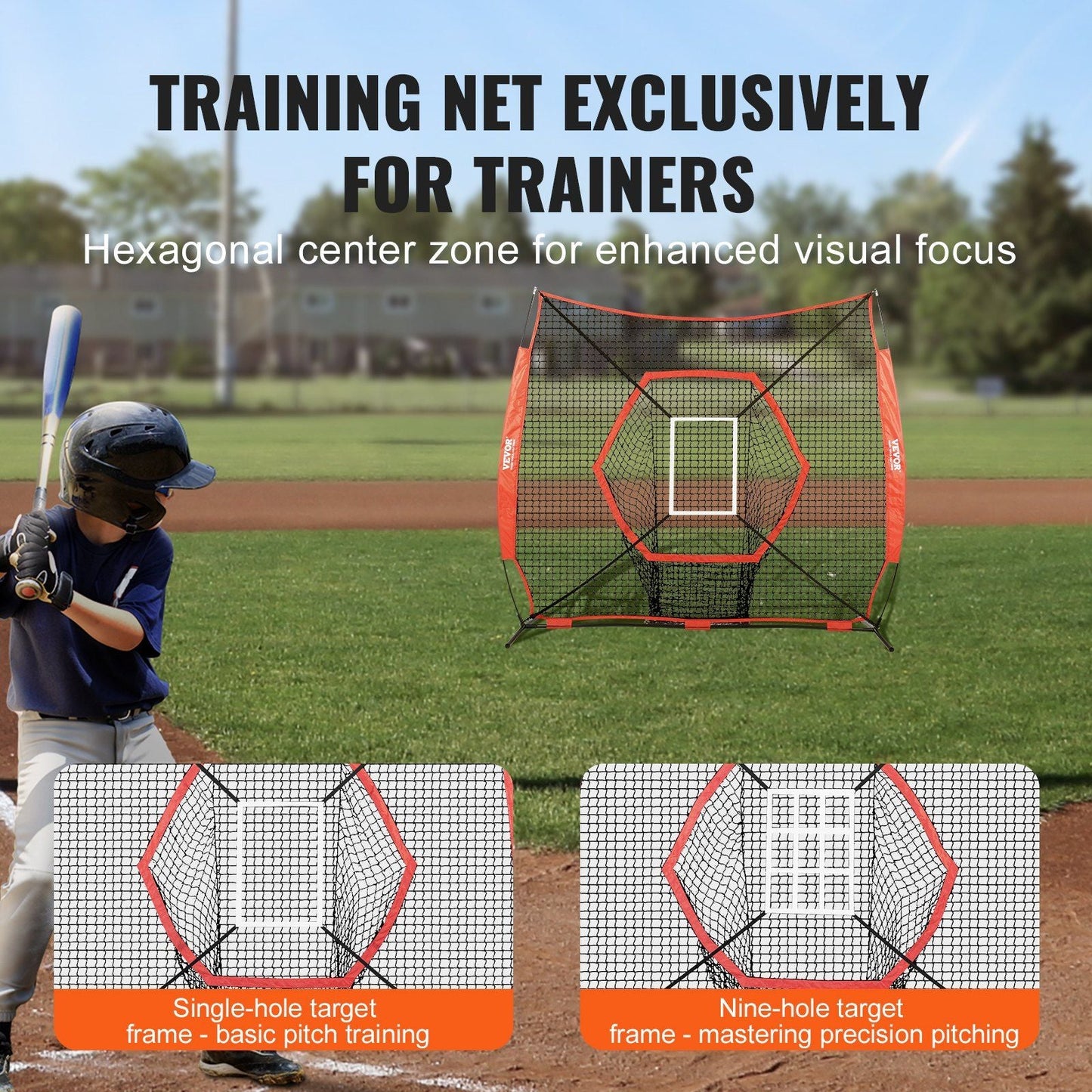 7x7 ft Baseball net Softball Practice Net, Portable Baseball Training Net for Hitting Batting Catching Pitching, Backstop Baseball Equipment Training Aids with Bow Frame, Carry Bag, and Strike Zone