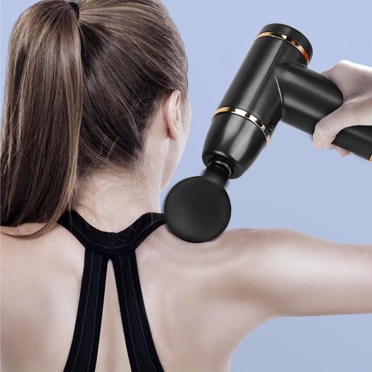 Percussion Massage Gun USB Type C Rechargeable Deep Tissue Vibration Massager Handheld Leg Body Cordless Massager with 4 Interchangeable Heads 8 Intensity Indicators