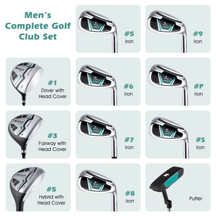 11 Pieces Complete Golf Club Package Set
