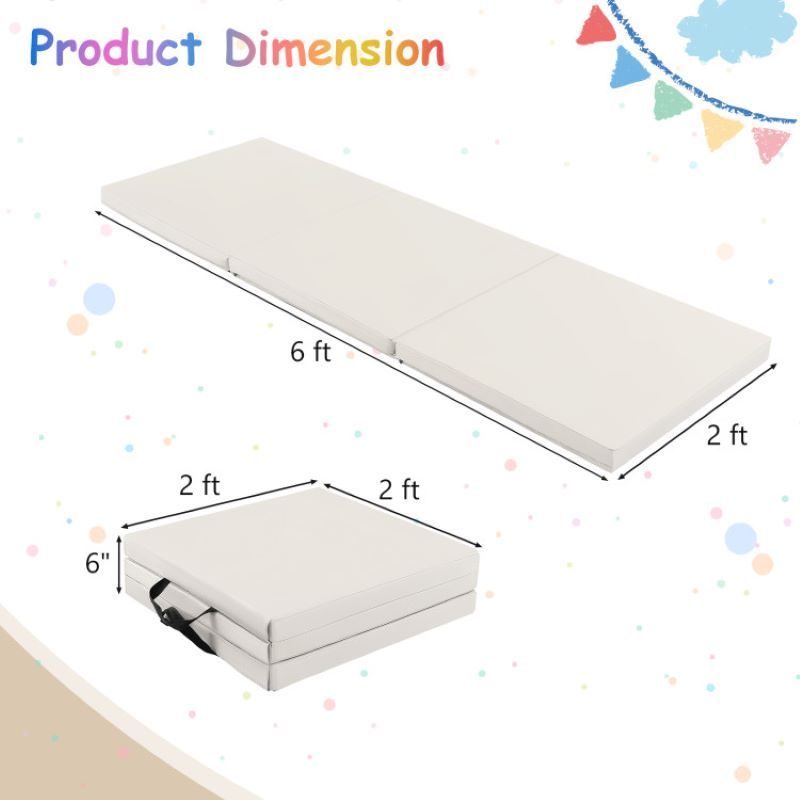 Portable Tri-Fold Gym Mat with Handles for Yoga