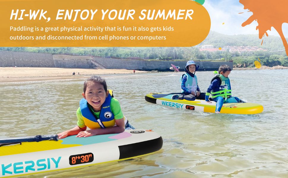 inflatable paddle board 8' Kids Sup including sup paddle, paddleboard backpack, pump, leash