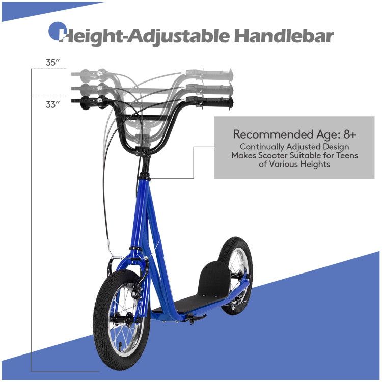 Height Adjustable hoverboard Kid Scooter with 12 Inch Air Filled Wheel