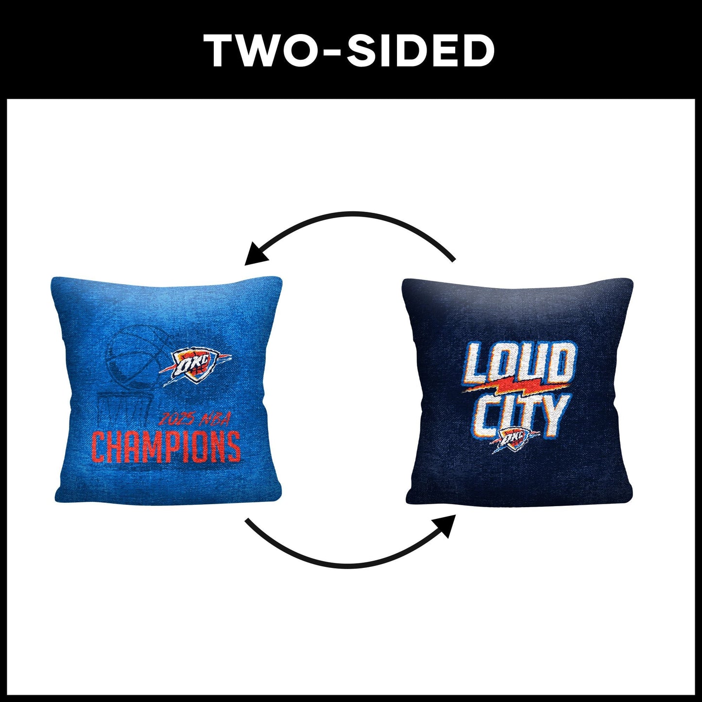 Oklahoma City Thunder NBA Hoopla Double Sided Tapestry Pillow 18 x 18 inches