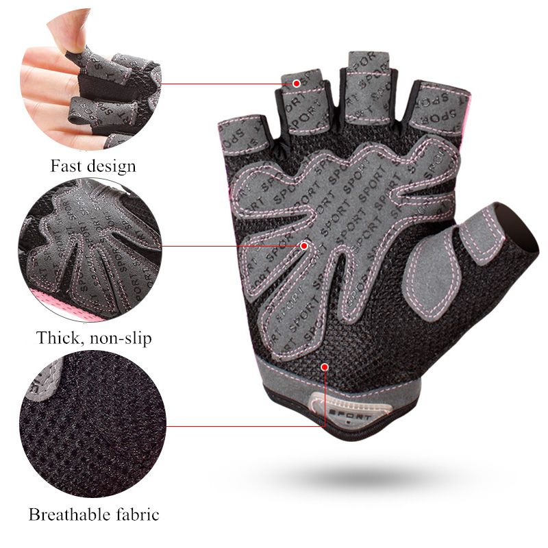 Gym Gloves, Women Yoga Weightlifting gloves Breathable Half Finger Anti-Slip Pad Bicycle Cycling Glove Sport Exercise Equipment