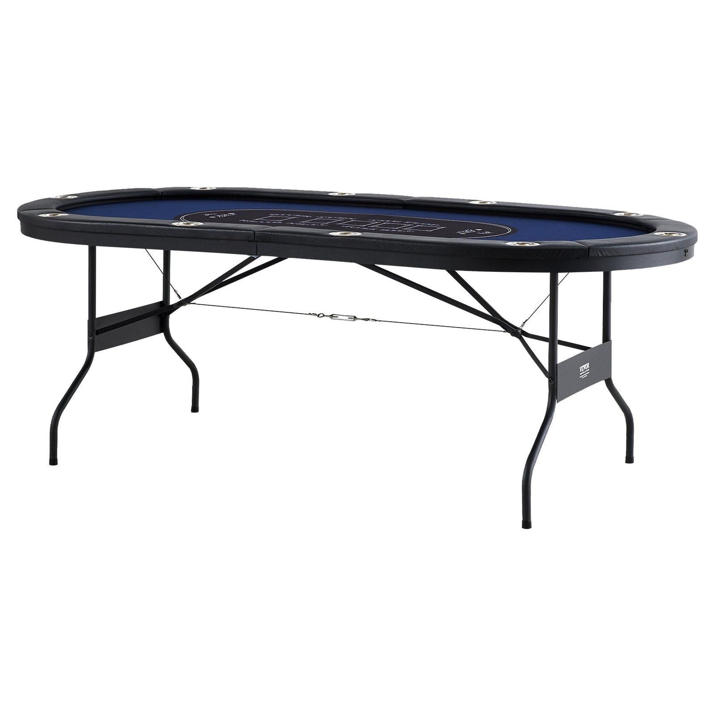 10 Player Foldable Poker Table, Blackjack Texas Holder Poker Table with Padded Rails and Stainless-Steel Cup Holders,