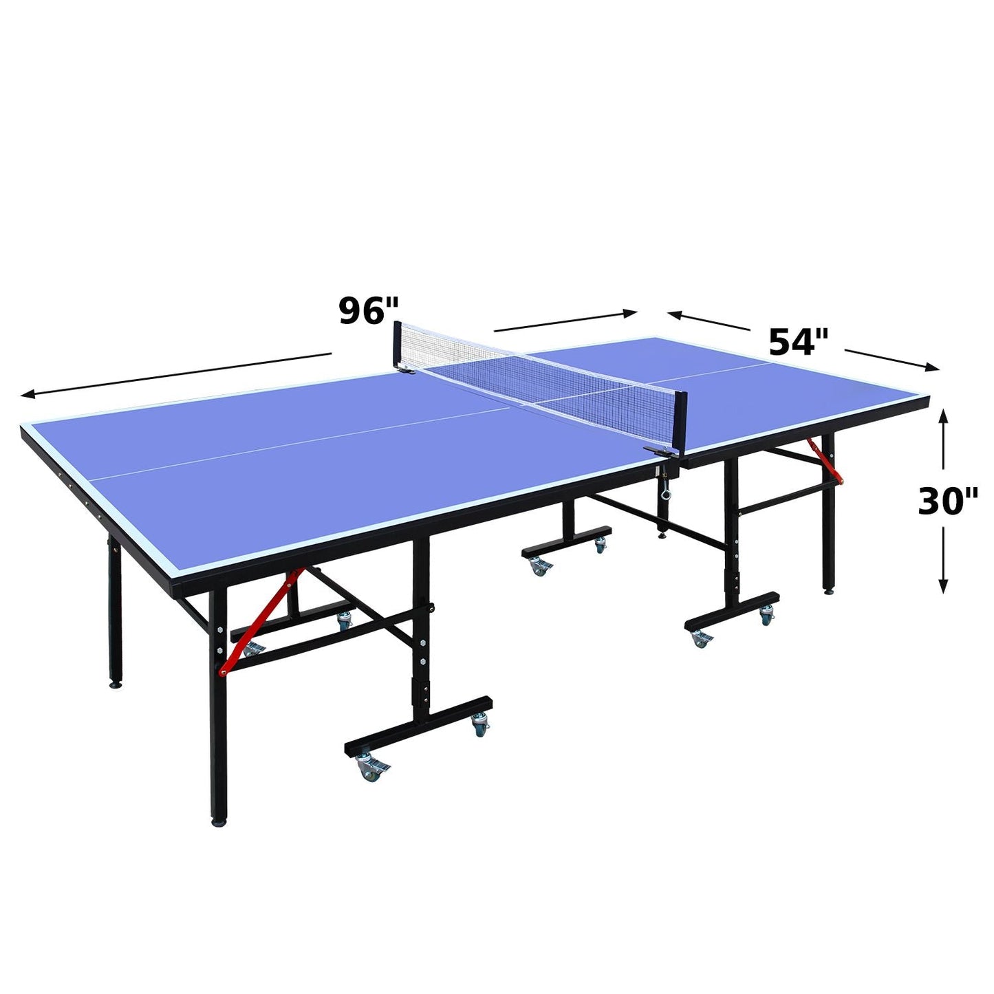 8ft Tennis Table Foldable & Portable Ping Pong Table Set for Indoor Games with Net, 2 Table Tennis Paddles and 3 Balls