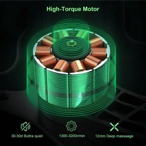 (ICR-Black)Massage Gun Deep Tissue Percussion Massager for Athletes,Handheld Body Back Muscle Massager Gun with 8 Massage Heads