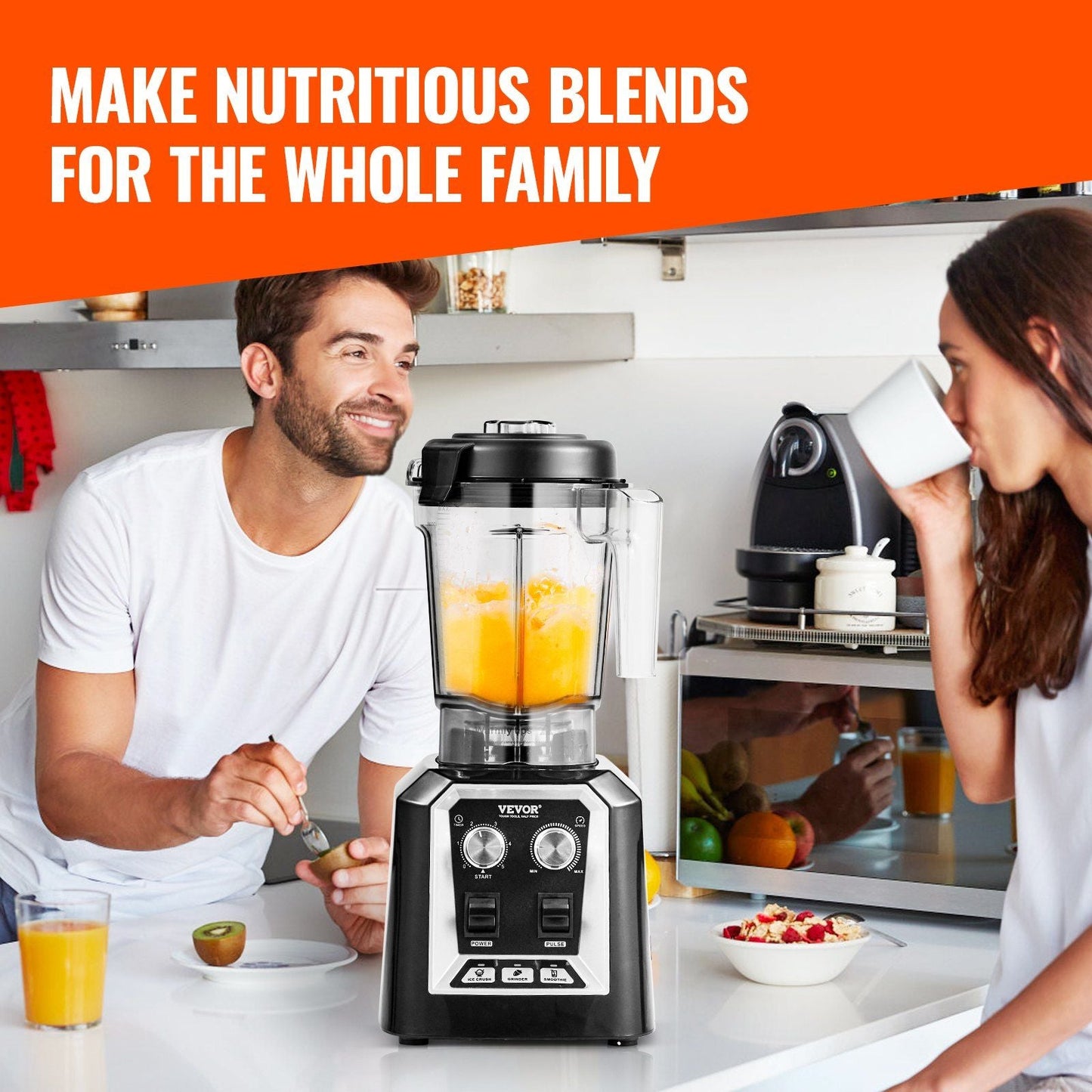 High-Performance Countertop Blender with 68 oz Jar - Ideal for Shakes, Smoothies, and Ice Crushing