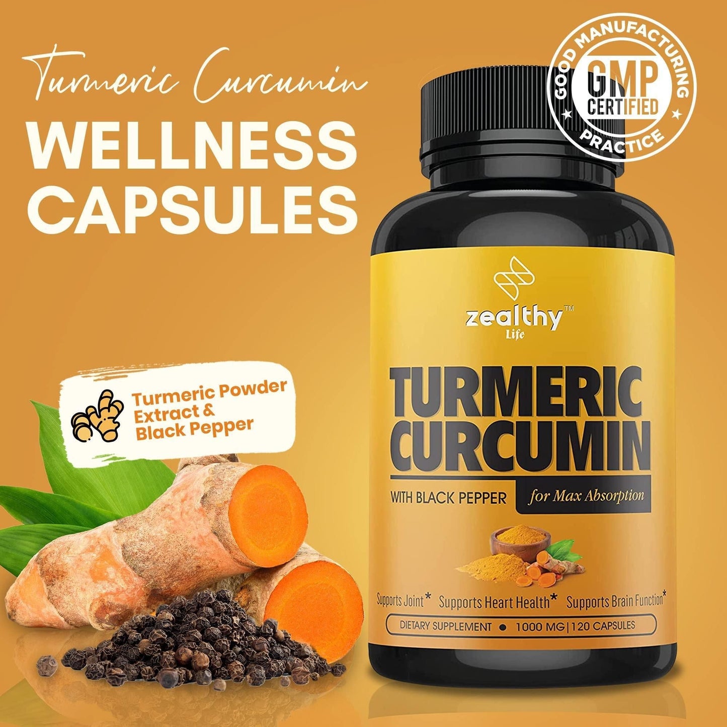Turmeric Curcumin with Black Pepper 1000 mg 120 Capsules