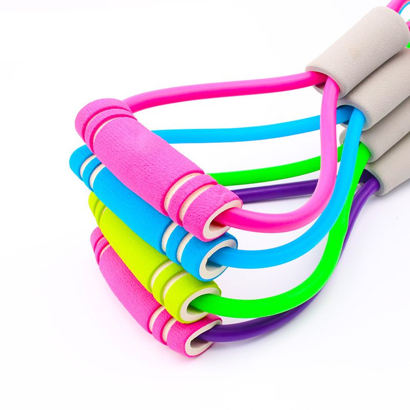 Foam Handle 8 Shape Elastic Band; Tension resistance Band for Abdomen Waist Arm Leg Stretching; Fitness Training