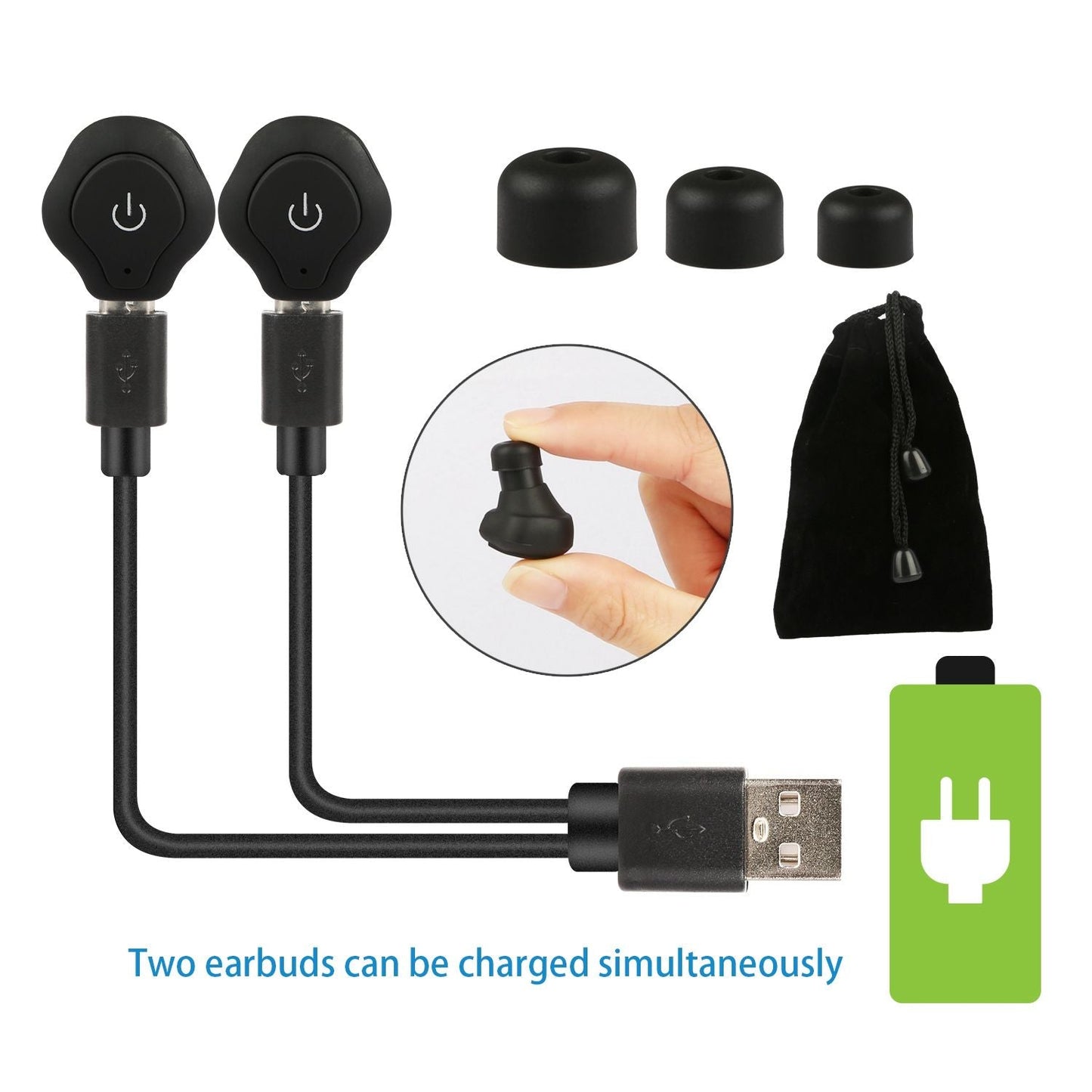 Wireless Earbuds CSR V4.2 In-ear Stereo Headsets IP44 Waterproof Apt-X TWS Headphones Noise Cancelling