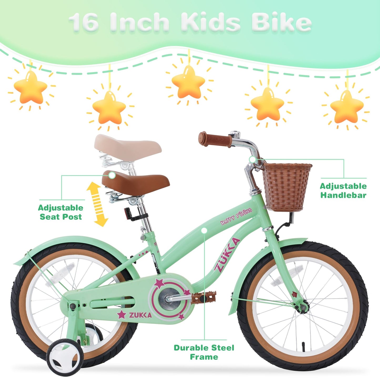 Multiple Colors kids Bike, kids bicycle for 4-7 Years Old Kids,16-inch wheel, Training Wheels Included