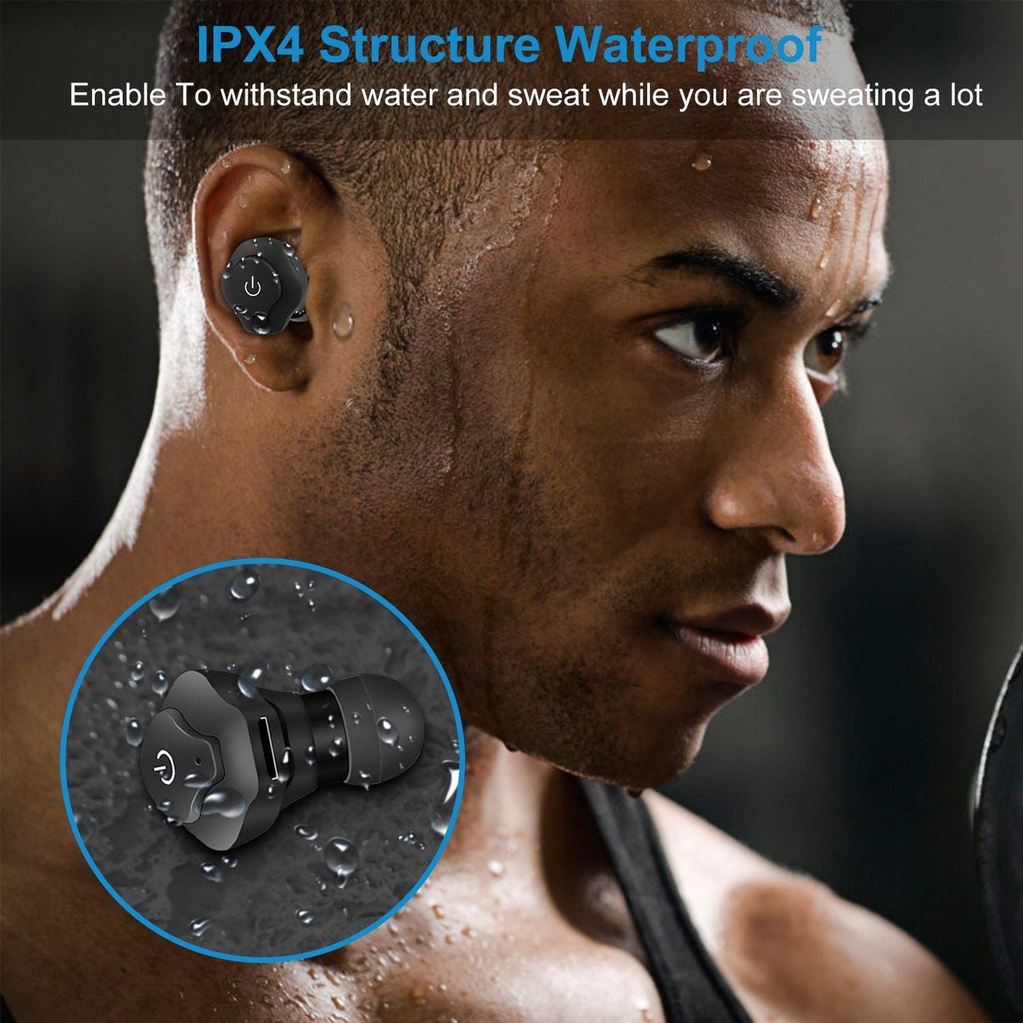 Wireless Earbuds CSR V4.2 In-ear Stereo Headsets IP44 Waterproof Apt-X TWS Headphones Noise Cancelling