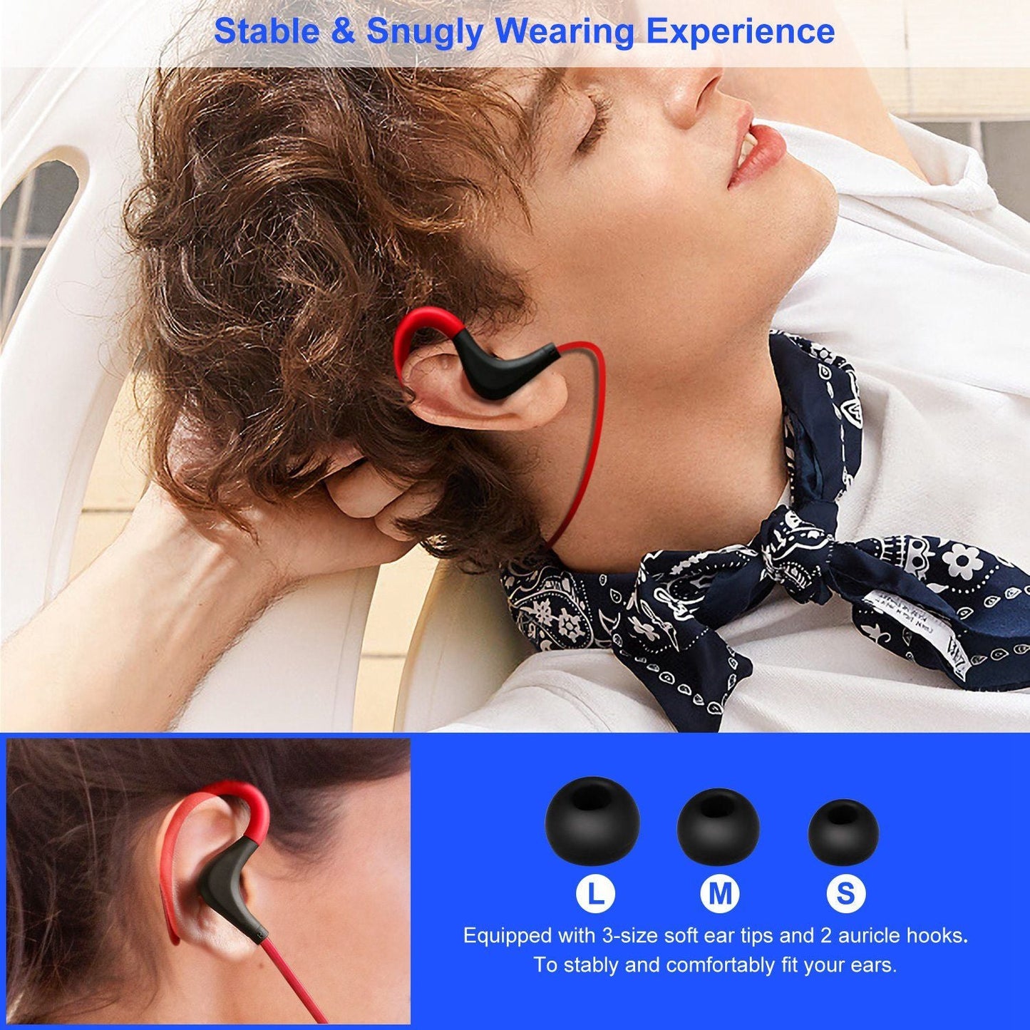 Wireless Headsets V4.1 Sport In-Ear Stereo Headphones Sweat-proof Noise Canceling Earphones Back-earbuds for any activity