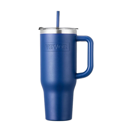 40 oz rambler Insulated tumbler Stainless Steel Coffee Cup Handheld Blue