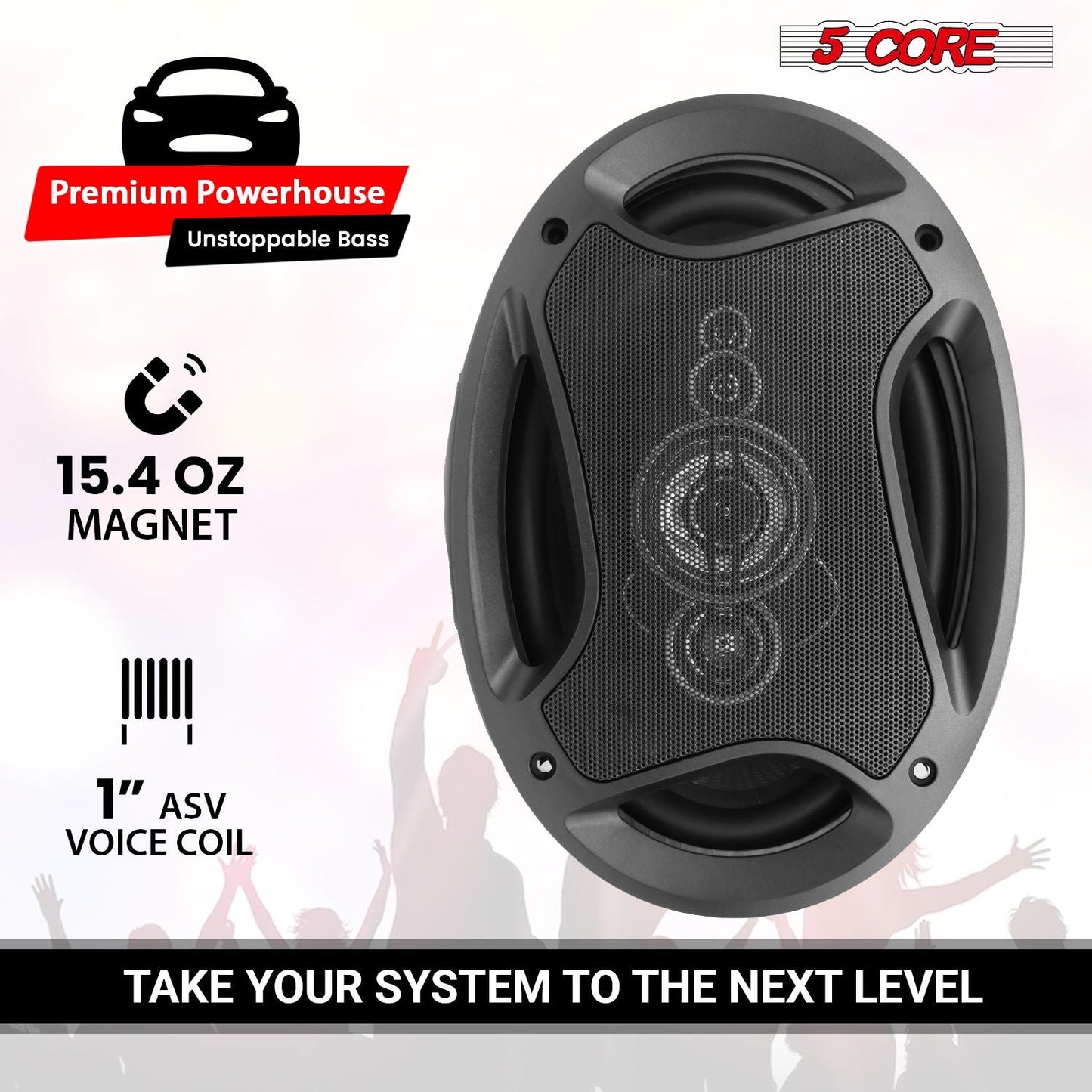 5 Core 6x9 Car Speaker Pair 800W 4Ohm 2 Way Coaxial Speaker w Super Tweeter Universal Fit for Cars Stereo Easy Installation High Performance Sound System for Clear Sound & Deep Bass - CS 69 2W