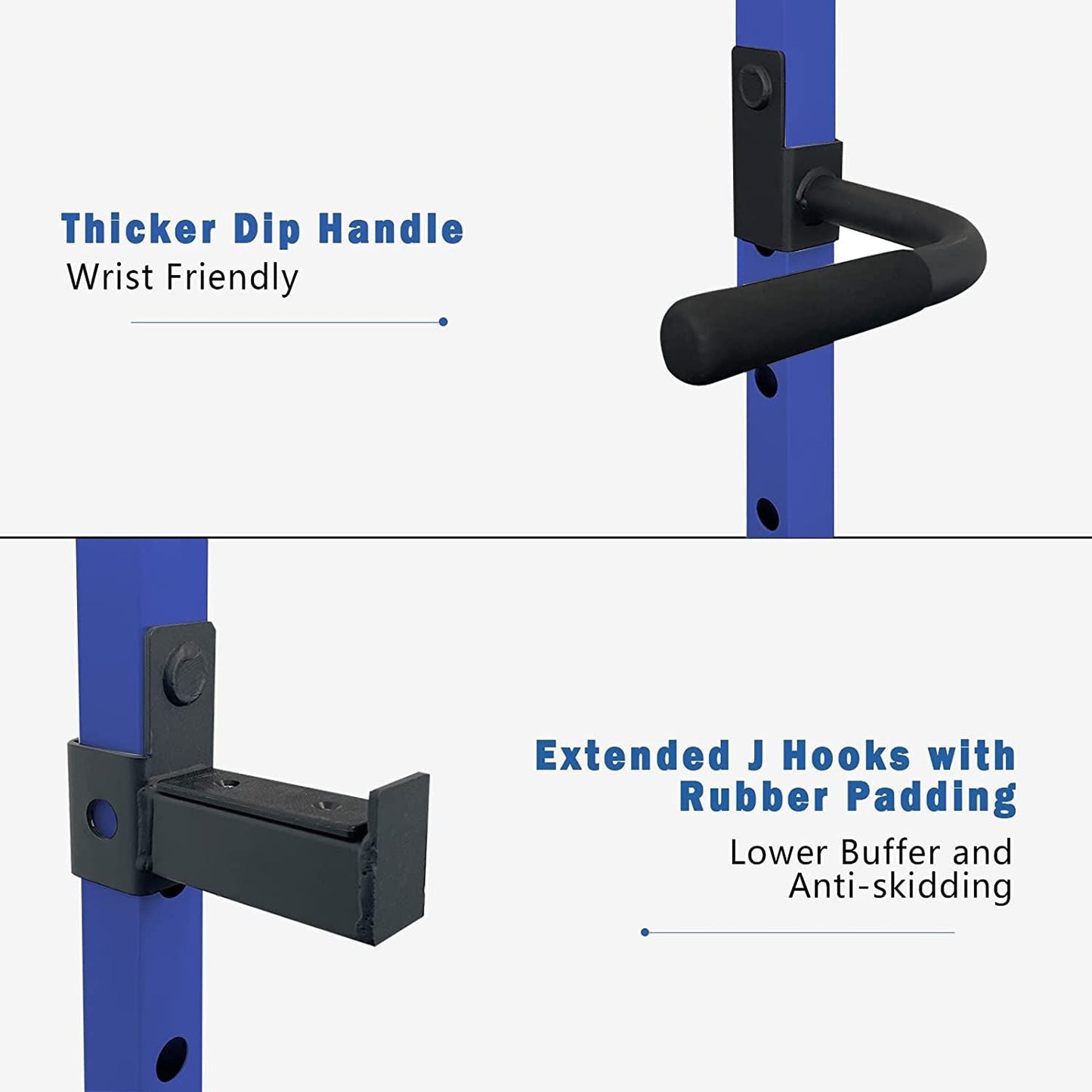 1000 lbs. capacity Blue Multi-functional Power Cage, Home Adjustable Pullup Squat Rack Comprehensive Fitness Barbell Rack