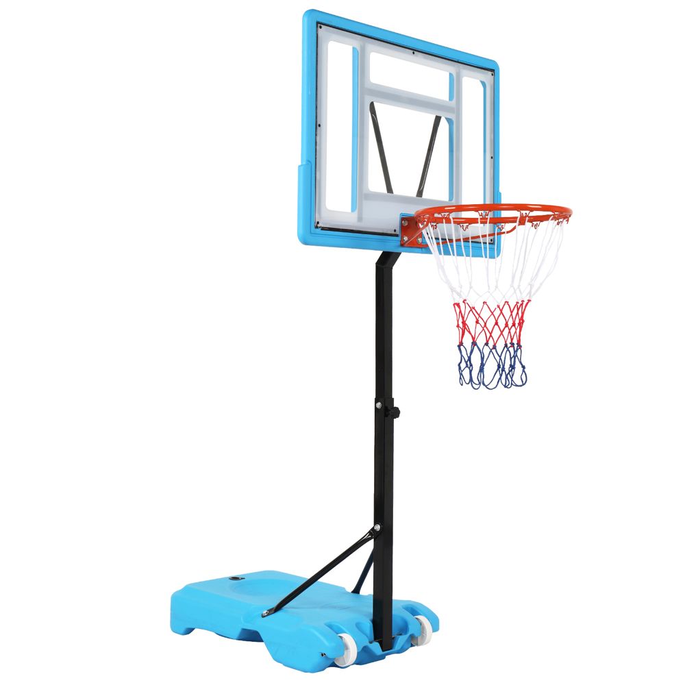 Adjustable PVC Transparent Basketball Hoop - 115-135cm Poolside Frame for Fun Games