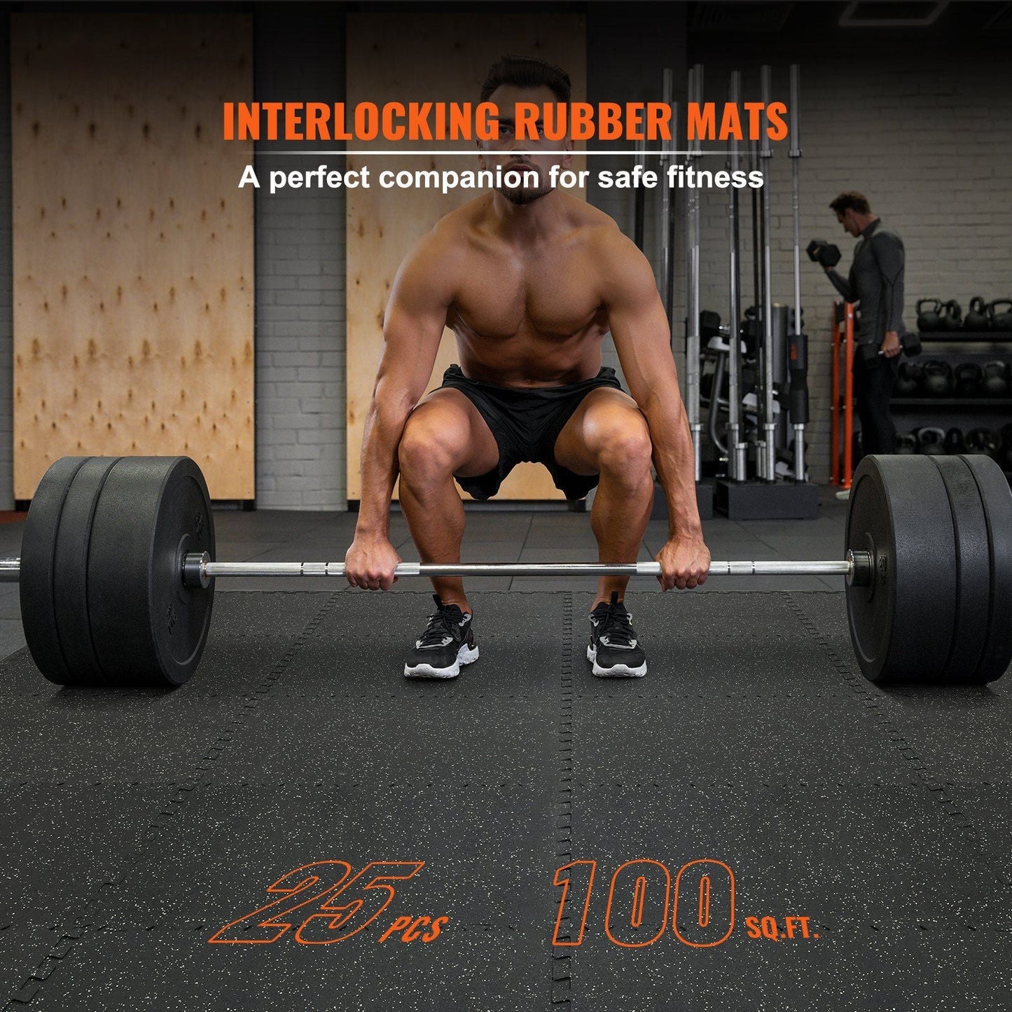 25 PCS 1/2 inch Thick Gym Floor Mats, 24" x 24" EVA Foam & Rubber Top Interlocking Workout Floor Mats with 100 sq.ft Coverage, Waterproof Exercise Puzzle Flooring for Gym, Home, Garage, Basement