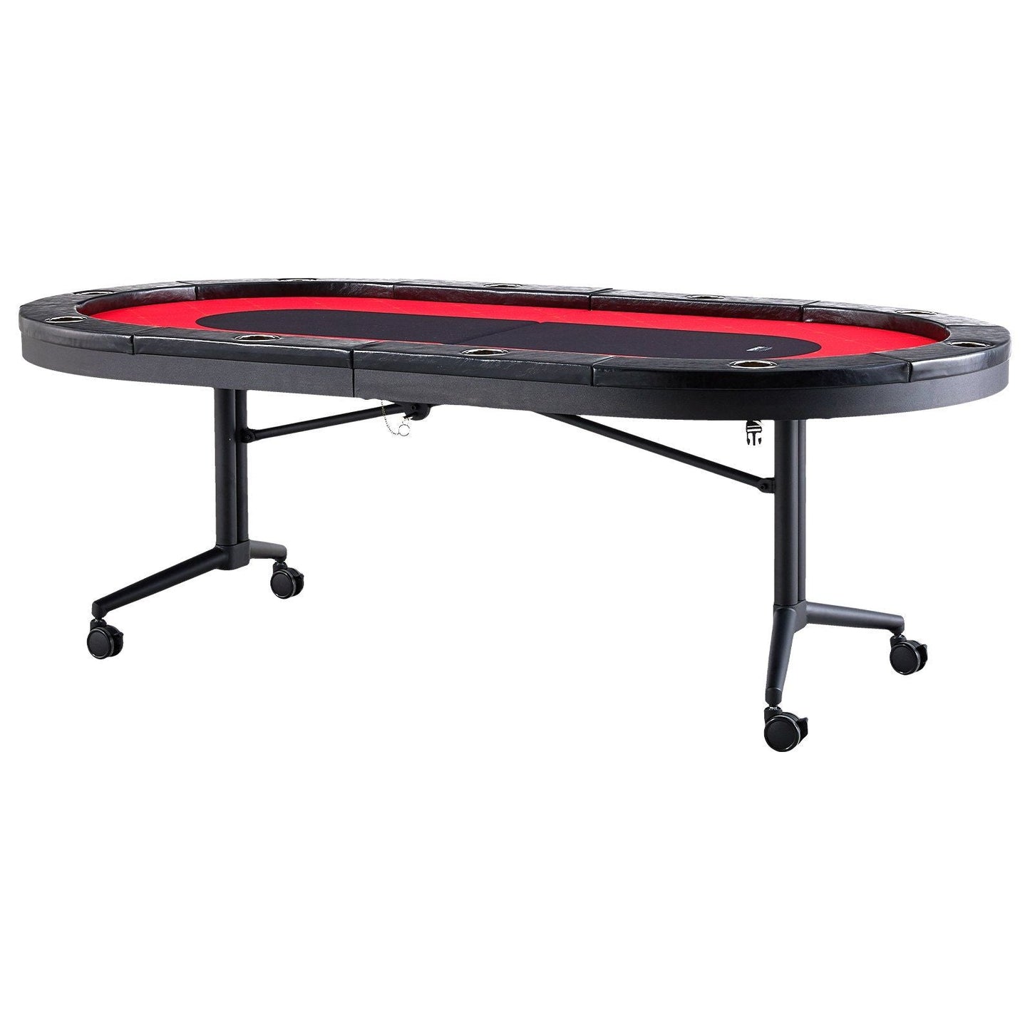 10 Player Foldable Poker Table, Blackjack Texas Holder Poker Table with Padded Rails and Stainless-Steel Cup Holders