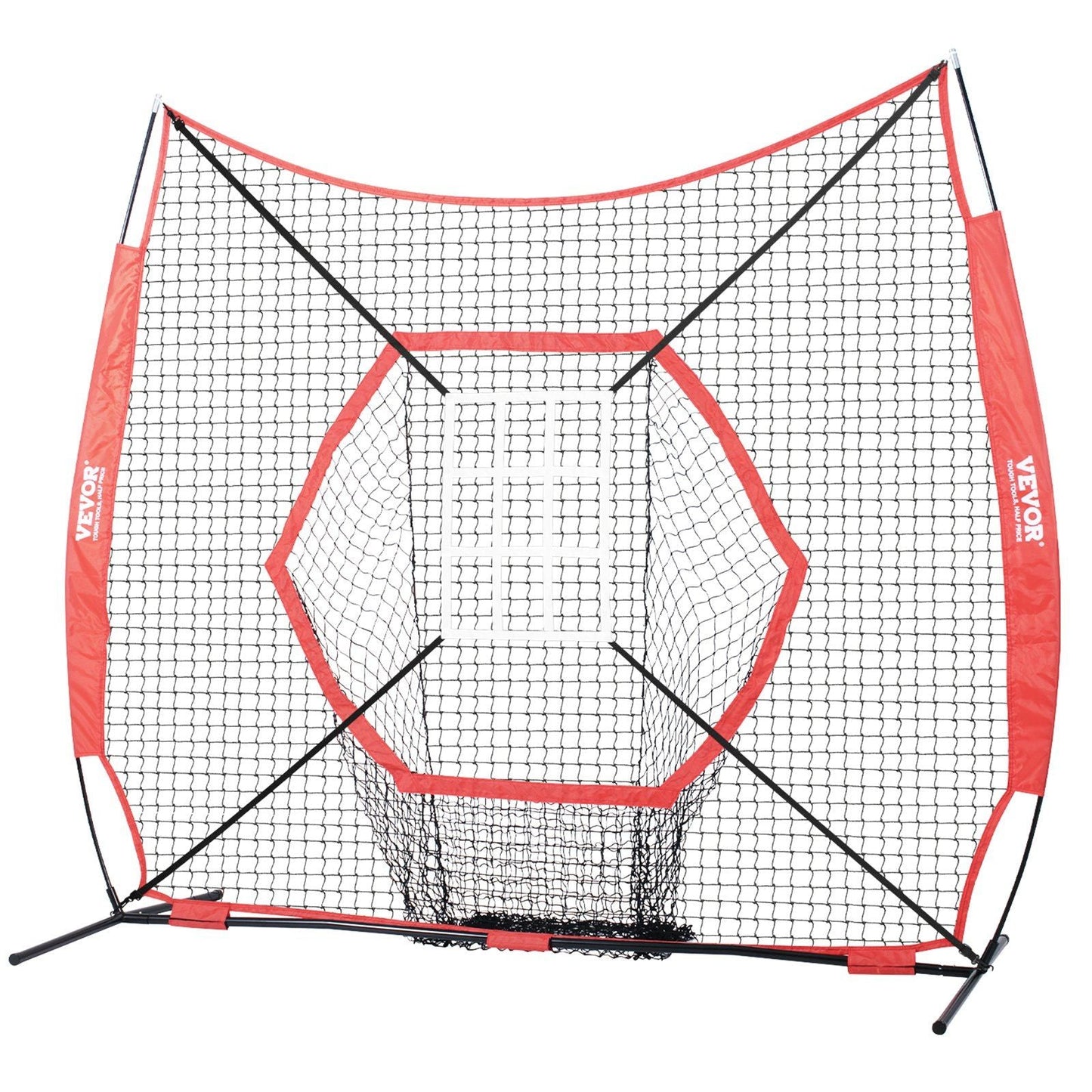 7x7 ft Baseball net Softball Practice Net, Portable Baseball Training Net for Hitting Batting Catching Pitching, Backstop Baseball Equipment Training Aids with Bow Frame, Carry Bag, and Strike Zone