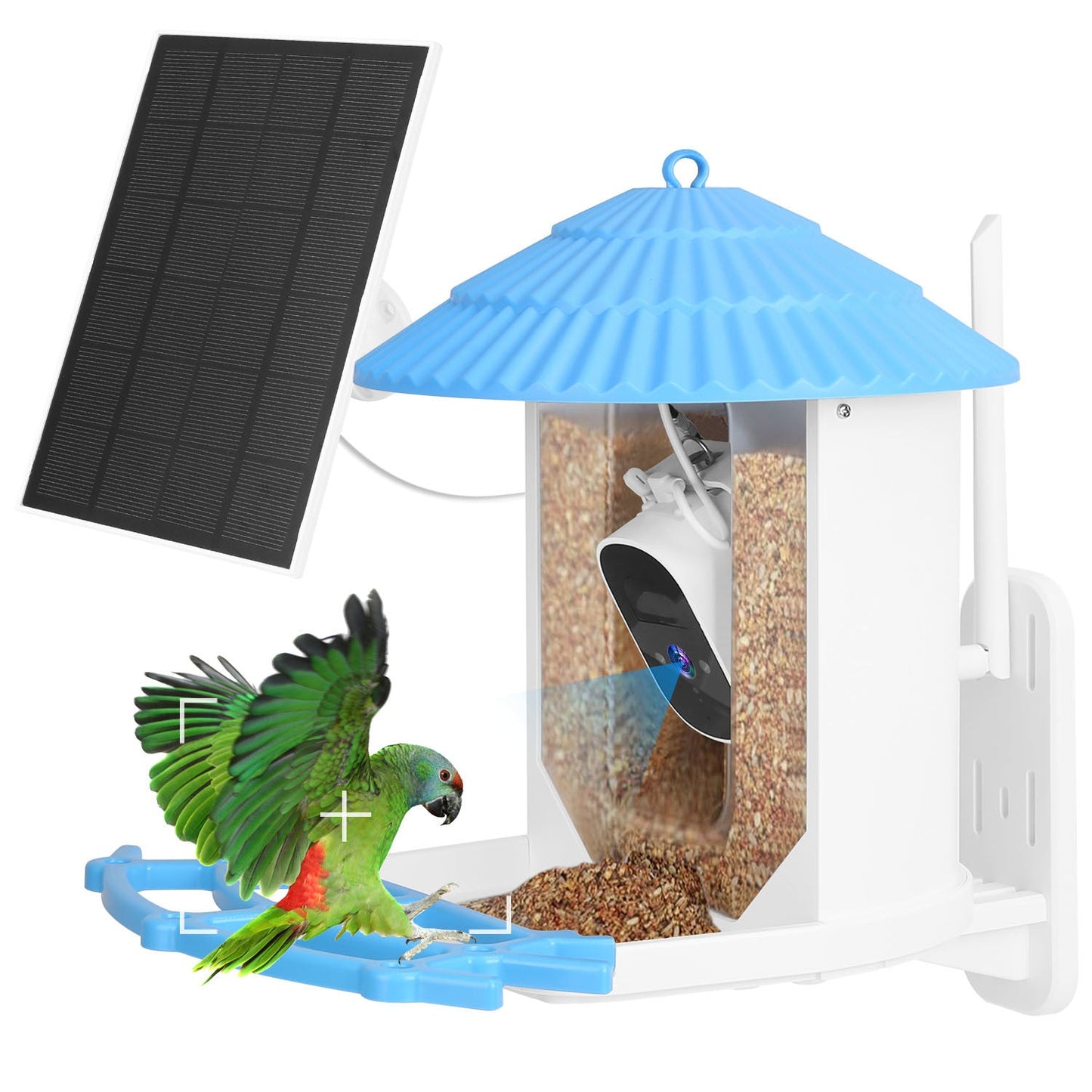 Solar Powered Smart Bird Feeder 2K Bird Watching Camera With PIR Motion AI Birds Species Identify Two-Way Audio Real-Time App Notification Capture Video Gift For Bird Lover