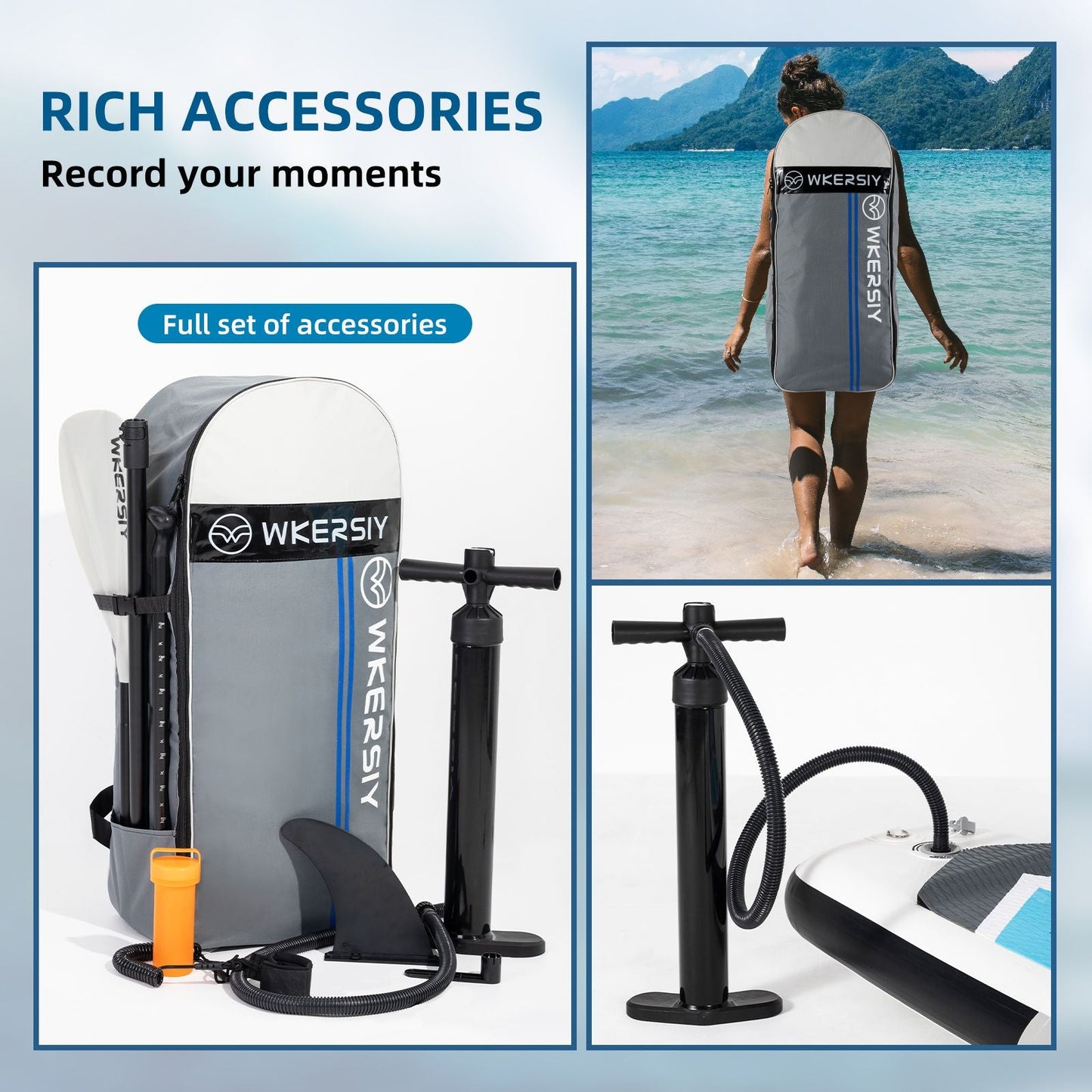 inflatable paddle board 12'6 touring Sup including sup paddle, paddleboard backpack, pump, leash