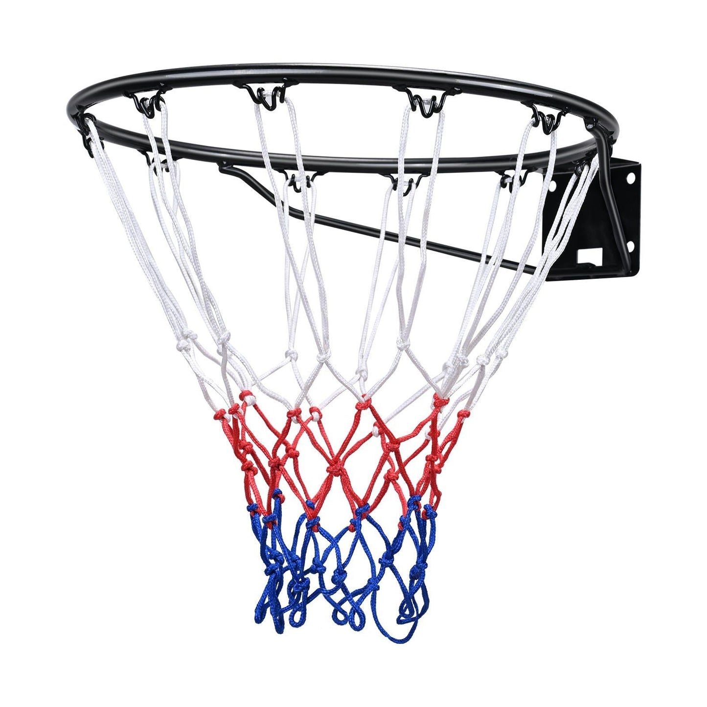 Heavy Duty Q235 Basketball Rim - Wall Mounted Indoor Outdoor Hoop with Net & Double Spring for Kids & Adults