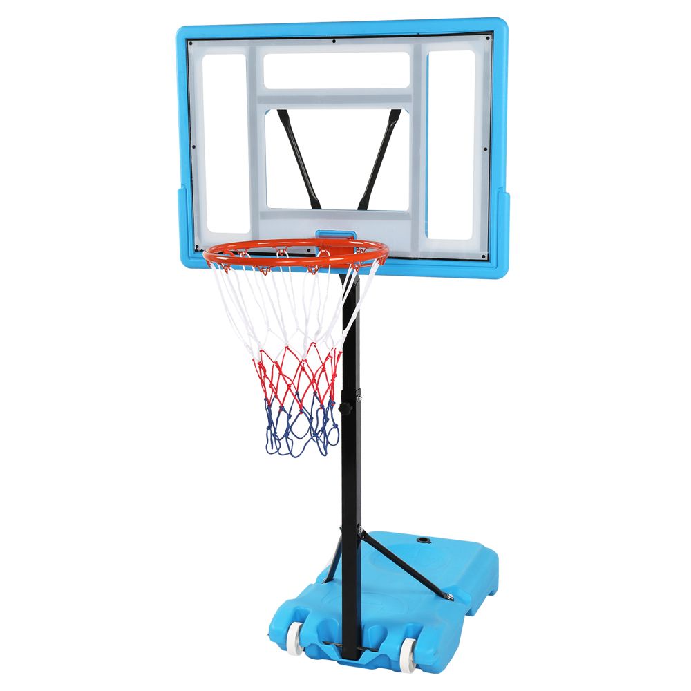 Adjustable PVC Transparent Basketball Hoop - 115-135cm Poolside Frame for Fun Games