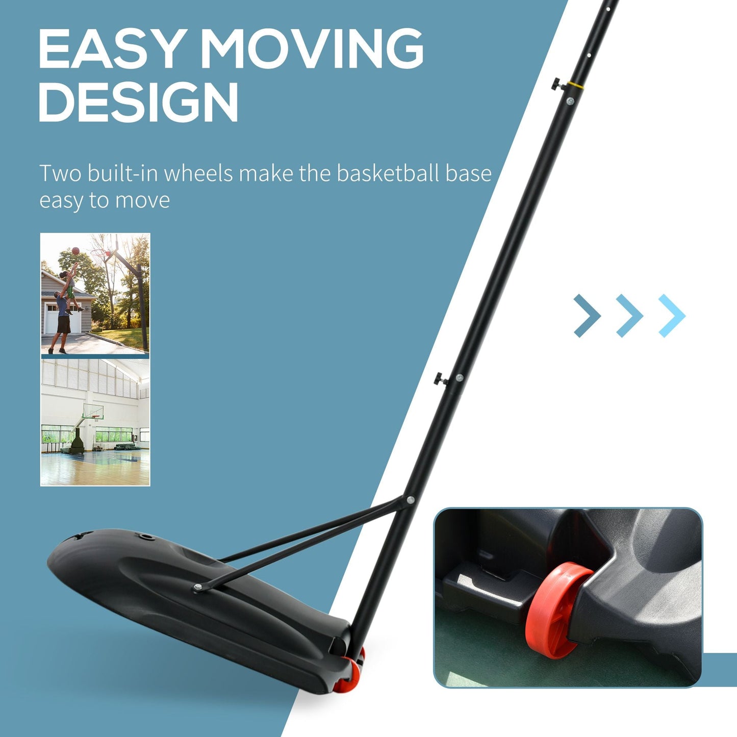 Soozier Freestanding Basketball Hoop Stand 5.5ft-7.5ft Adjustable Transparent Backboard with Wheels for Teens