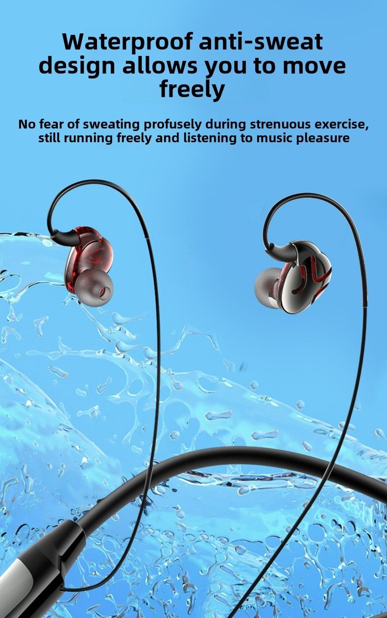 Bluetooth headset neck type ultra-long standby noise reduction for Apple Huawei 5.3 wireless in-ear sports headphones