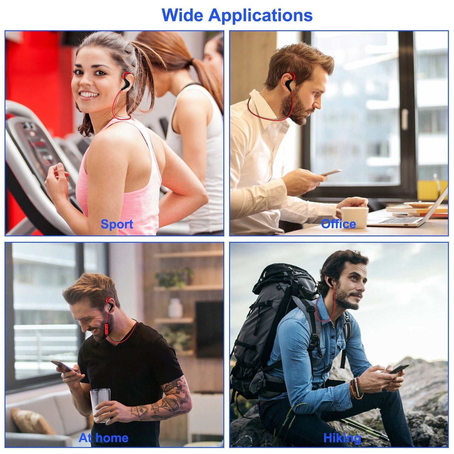 Wireless Headsets V4.1 Sport In-Ear Stereo Headphones Sweat-proof Noise Canceling Earphones Back-earbuds for any activity