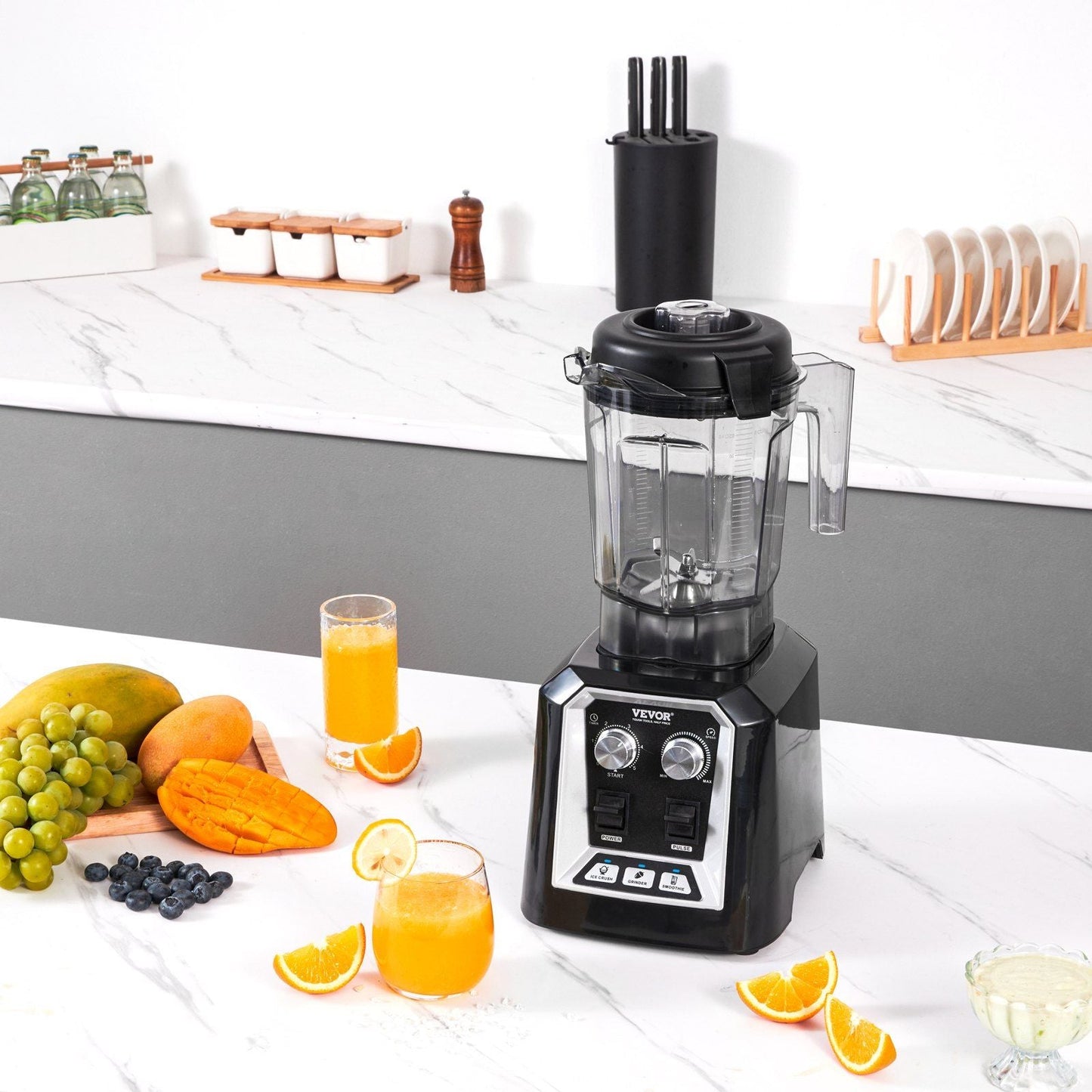 High-Performance Countertop Blender with 68 oz Jar - Ideal for Shakes, Smoothies, and Ice Crushing