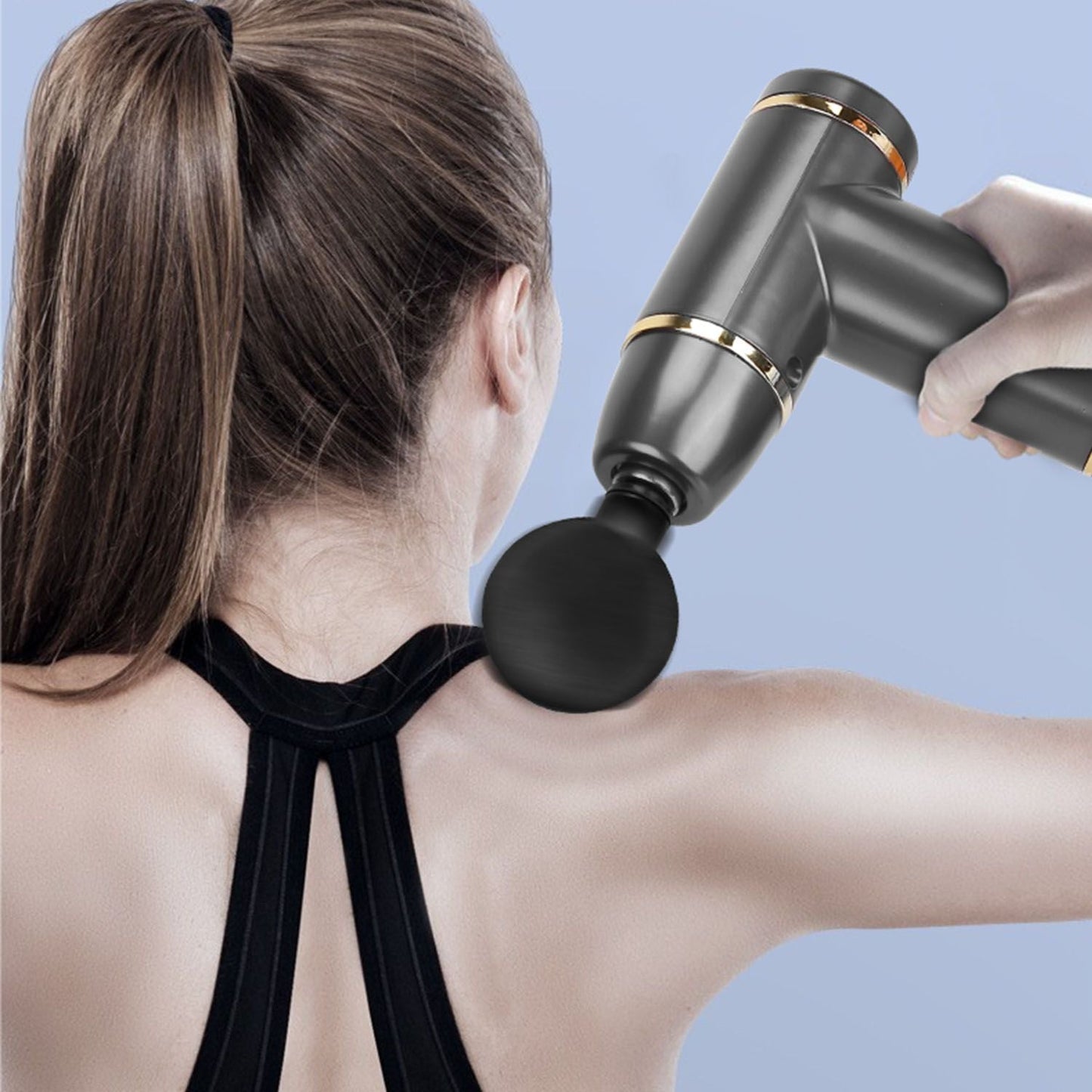 Percussion Massage Gun USB Type C Rechargeable Deep Tissue Vibration Massager Handheld Leg Body Cordless Massager with 4 Interchangeable Heads 8 Intensity Indicators