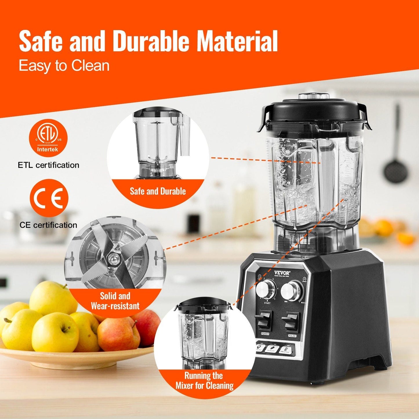 High-Performance Countertop Blender with 68 oz Jar - Ideal for Shakes, Smoothies, and Ice Crushing