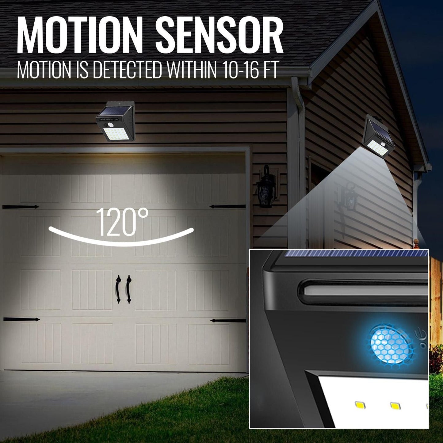 Motion Sensor Light Outdoor Solar Powered Security Lights 10 LED Wireless Flood