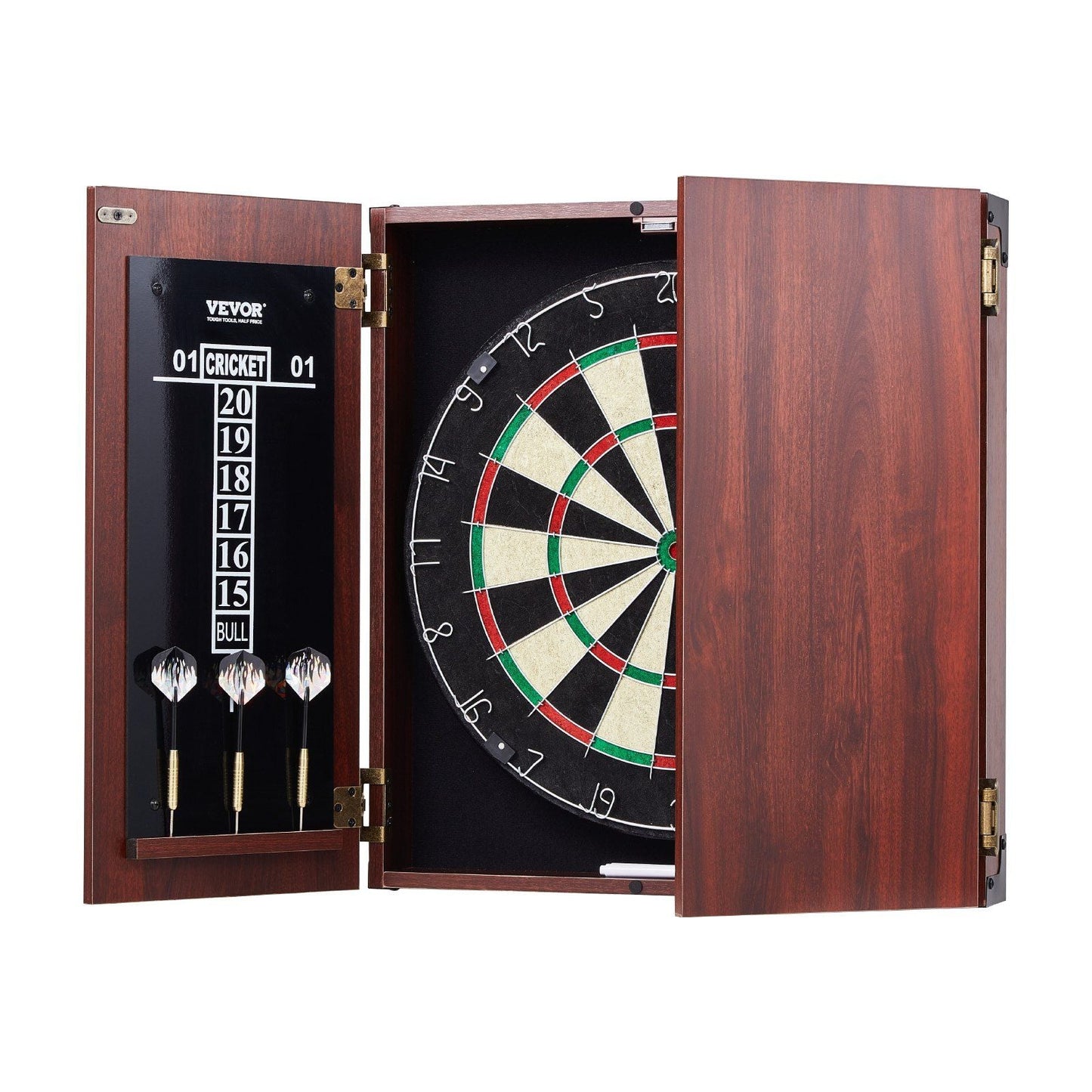Dartboard and Cabinet Set Official Size Complete dart board Accessory Steel Tip Dart