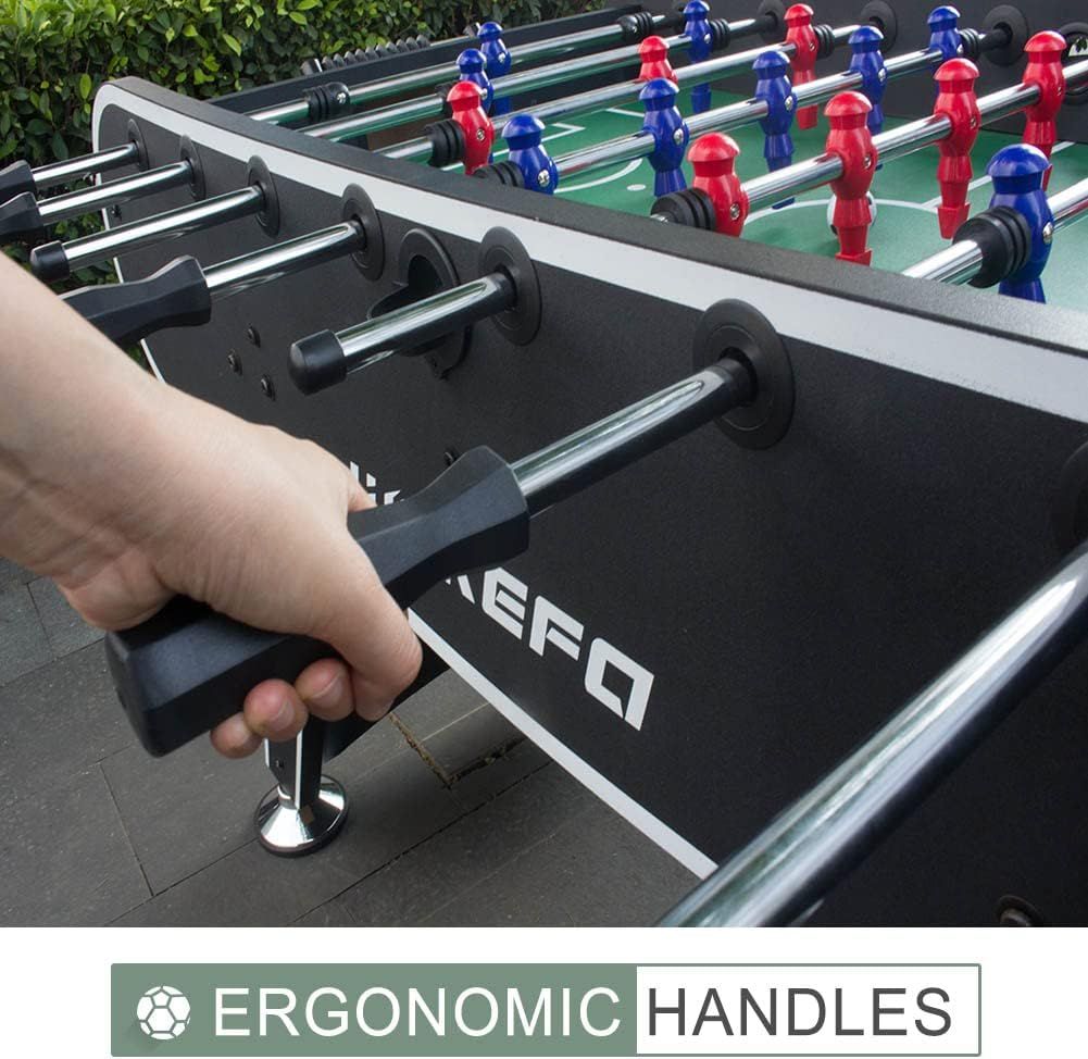 Foosball Table Arcade Games: soccer Tables Adult Size for Home, Game Room, Bar - Competition Sized Football Table w/ 2 Balls, 2 Drink Holders, Table Soccer Game for Kids and Adults
