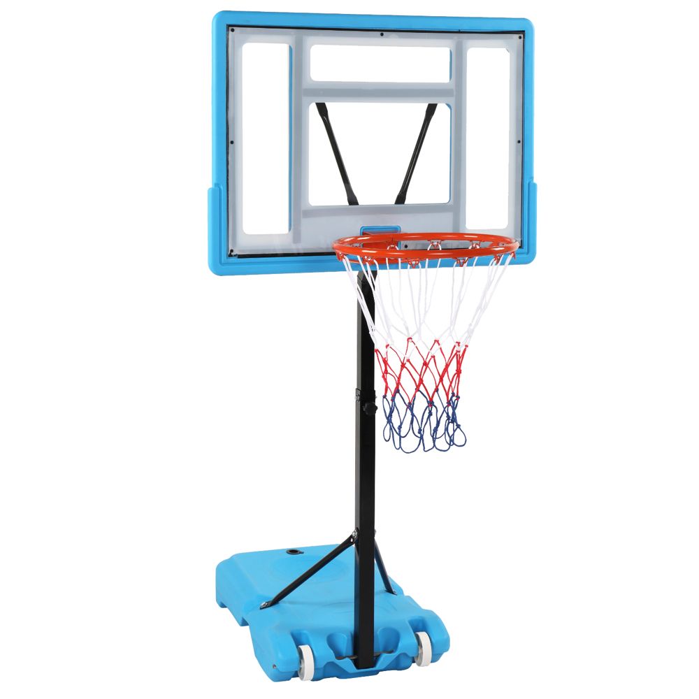 Adjustable PVC Transparent Basketball Hoop - 115-135cm Poolside Frame for Fun Games
