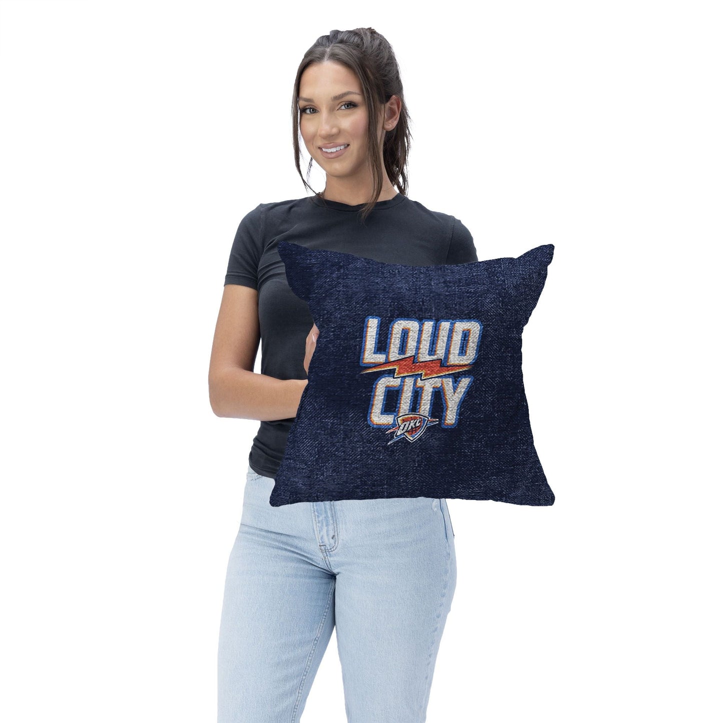 Oklahoma City Thunder NBA Hoopla Double Sided Tapestry Pillow 18 x 18 inches